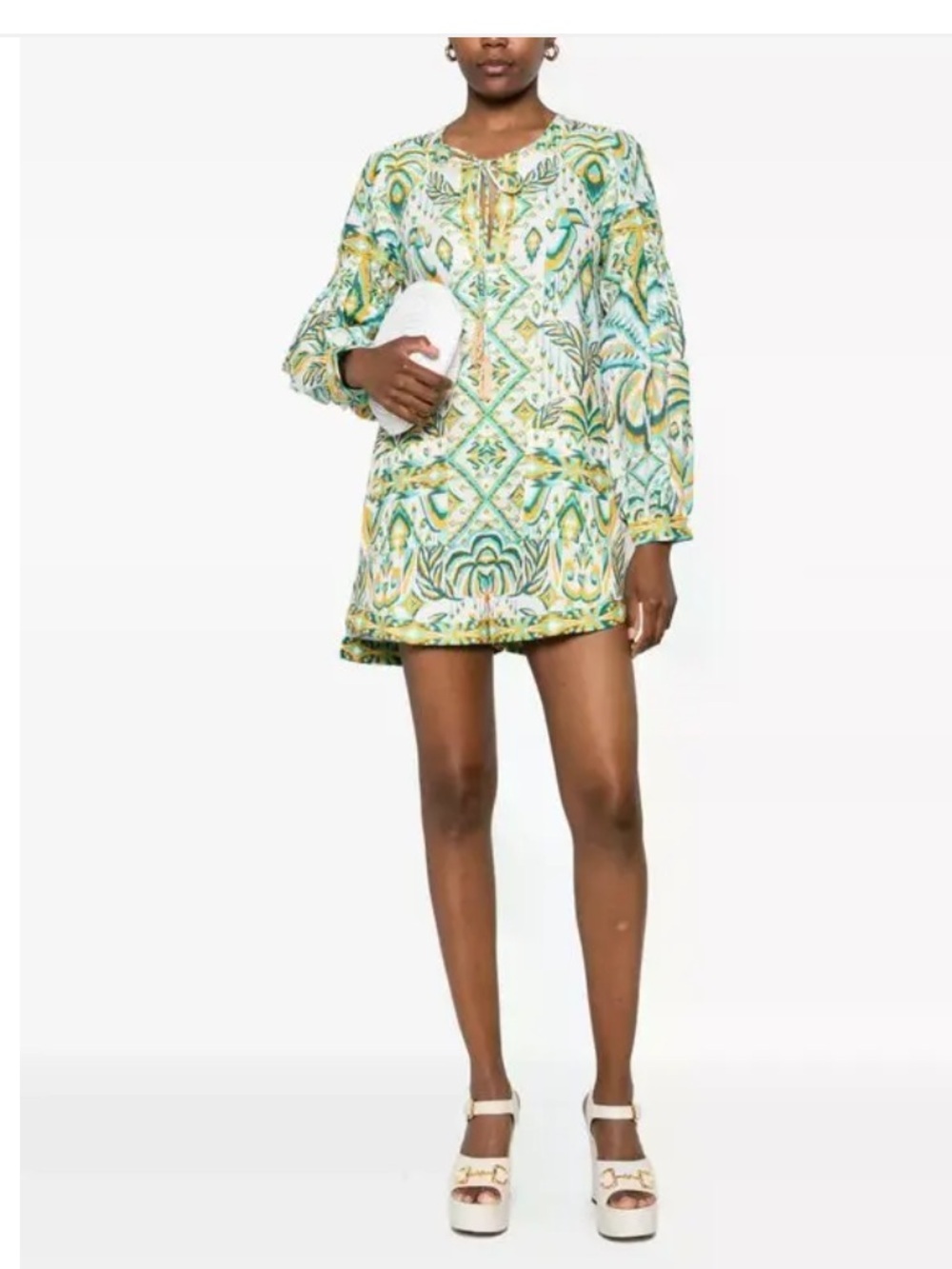 NWOT Farm Rio Tropical Tapestry Playsuit Romper Linen Size S